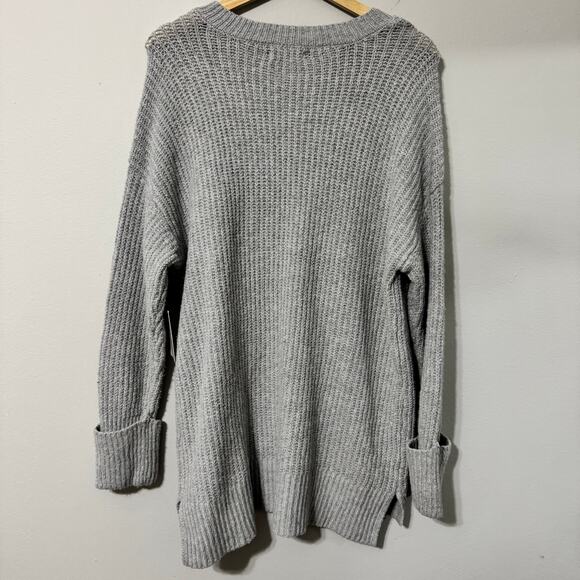 NWT Nine West XXL Sweater Gray Chunky Knit Tunic Longline V-Neck Cabincore Cozy - Picture 7 of 15